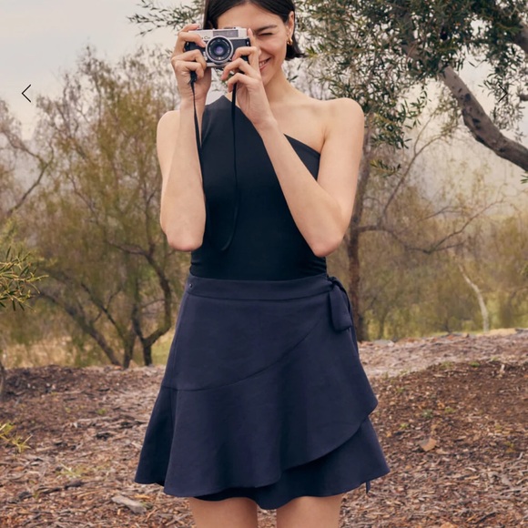 Cuyana Dresses & Skirts - NWOT Cuyana Navy Linen Wrap Mini Skirt- size S premium quality